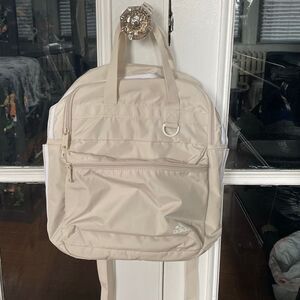 Unisex adidas Essentials 2 Alumina Backpack book bag beige & white preowned
